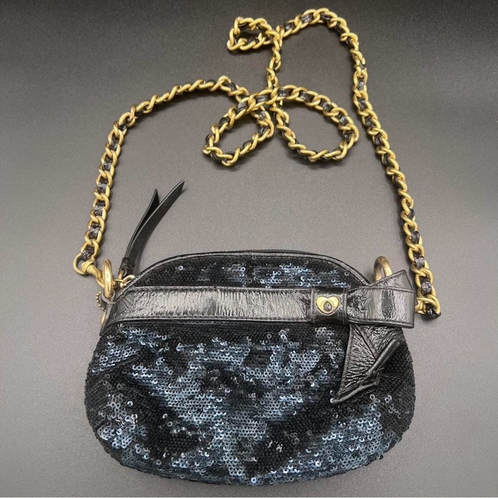 Coach Poppy Black Sequin Wristlet with Gold Chain Strap. EUC - Picture 9 of 9